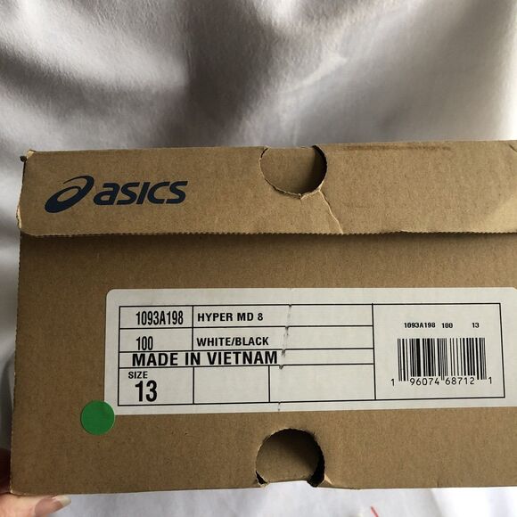 NIB Asics Hyper MD 8, White & Black Track Cleats, Shoes, Mid-Distance Runners 13 main image 5
